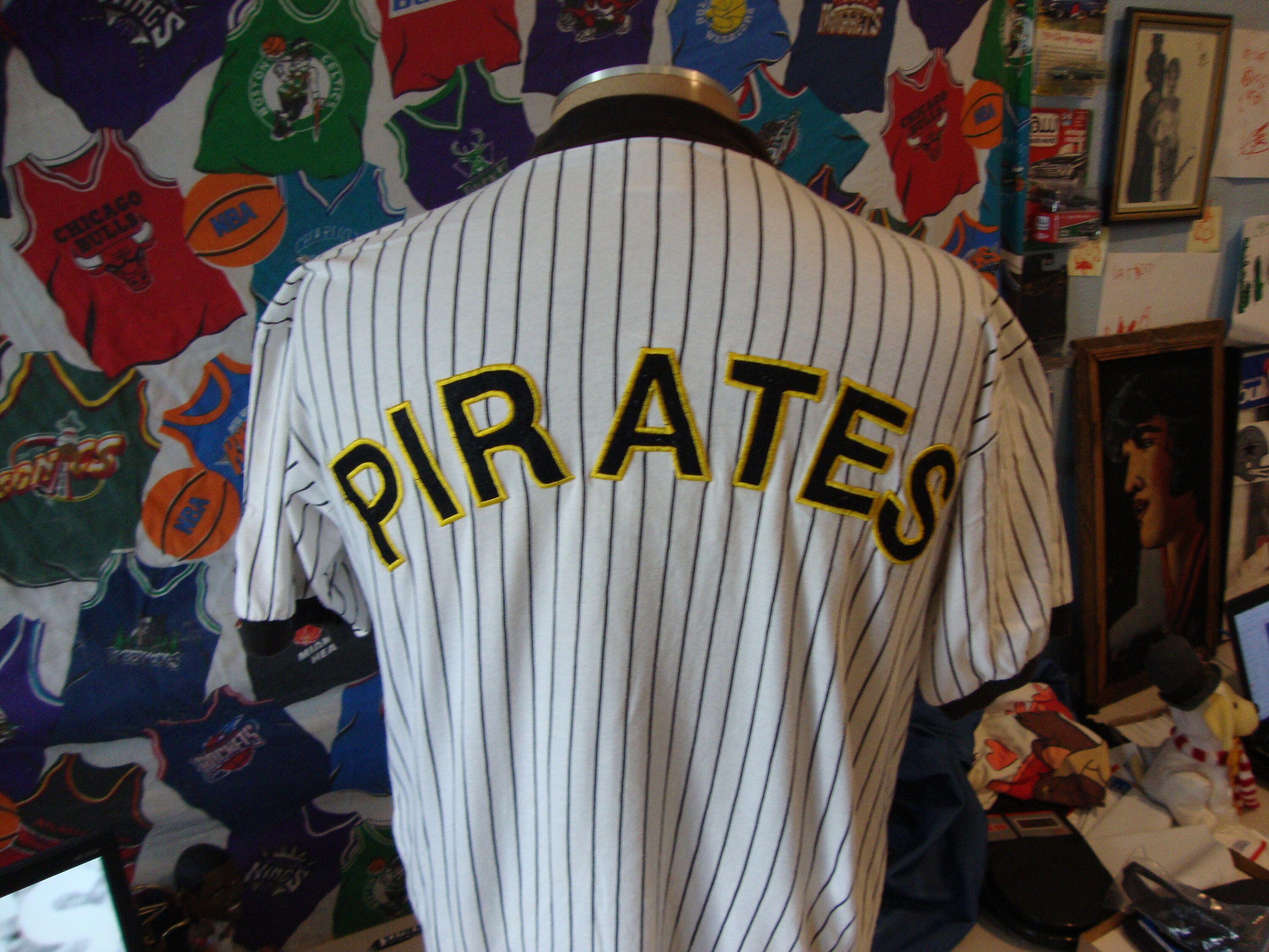 Vintage 90s Starter Pittsburgh Pirates White Pinstripe Baseball Jersey XL  MLB