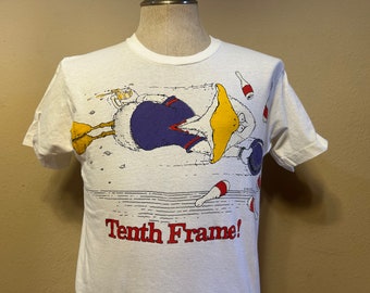 Vintage 80's Tenth Frame Bowling Duck T Shirt Size M