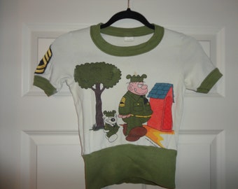 Vintage 1960’s “Beetle Bailey” Sarge Comic Short Sleeve Pop Art Sweatshirt, 60’s Shirt, Vintage Sweatshirt, Sunday Comics, Vintage Clothing