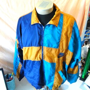Vintage 90's Nike Gray Tag Multi Color Full Zip Windbreaker Track Jacket Size M