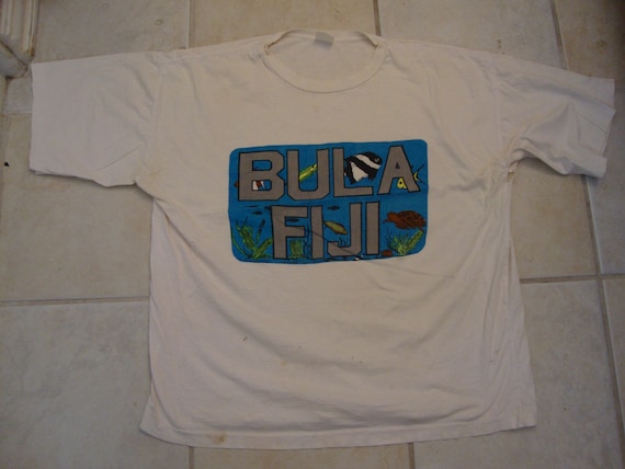 Vintage 80's Bula Fiji Tourist Souvenir White T S… - image 2