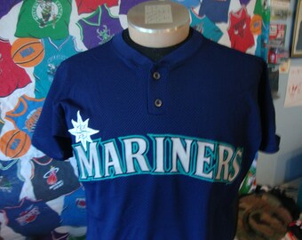 Mitchell & Ness Youth Blue Seattle Mariners Short Sleeve MLB Jersey Size L  -G13