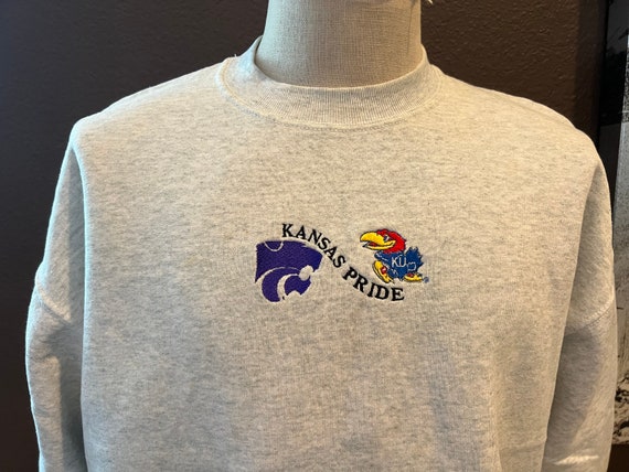 Vintage 90 s Kansas Pride Jayhawks State Wildcats Colleges Grey Crewneck Sweatshirt Size L Etsy Australia