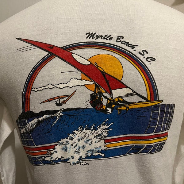 Vintage 80's Myrtle Beach South Carolina Vacation Tourist Long Sleeve T Shirt M