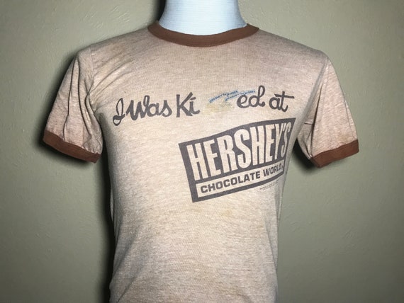 Vintage 80's I Was Kissed at Hershey's Chocolate World Ringer T