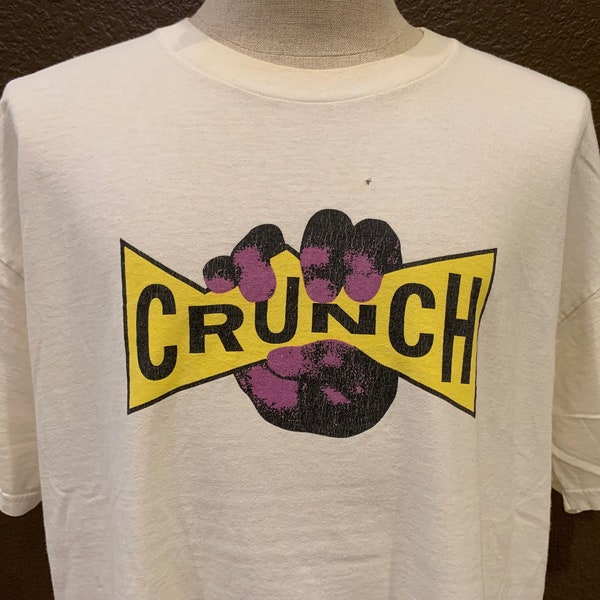 Vintage 90's Crunch GYM Fist White T Shirt Size XL