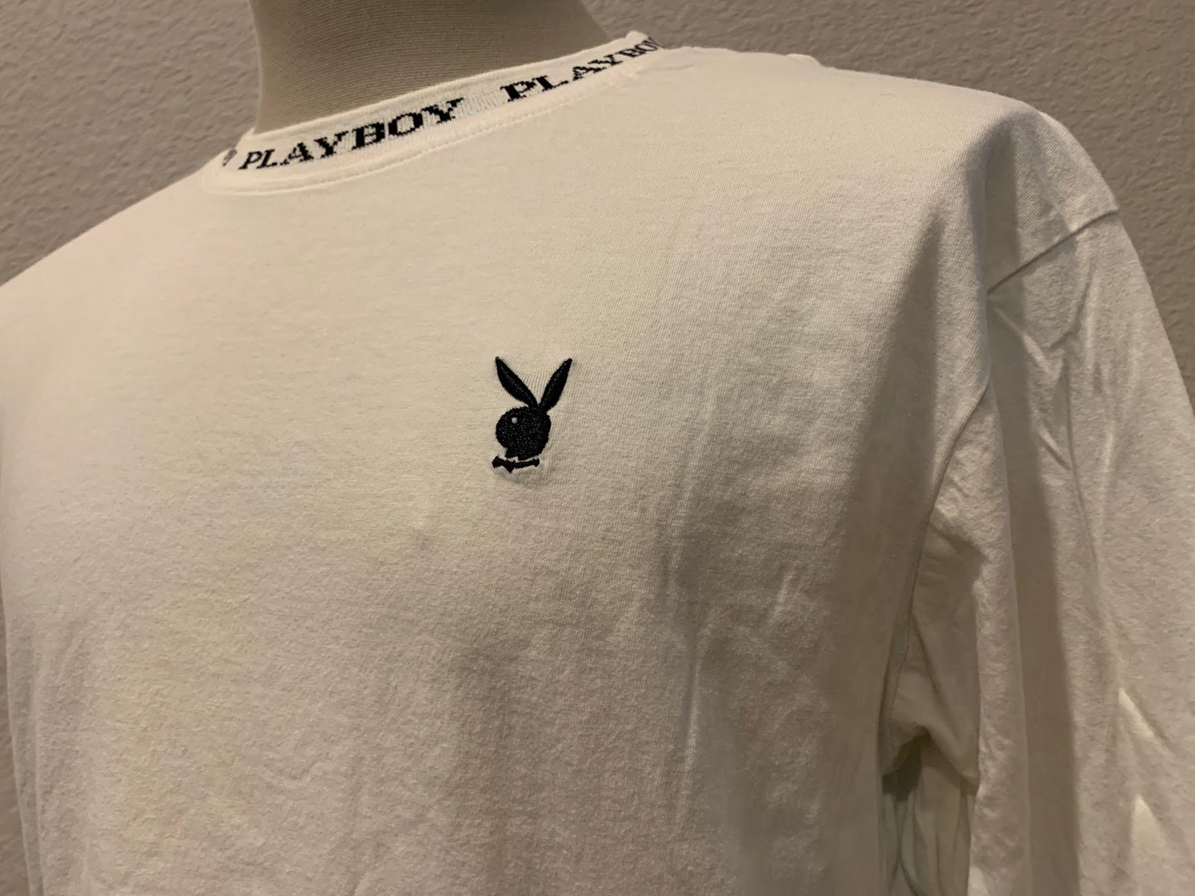 Vintage Playboy by Pacsun White Long Sleeve T Shirt Size L