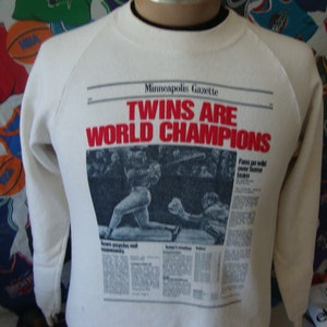80s Vintage Minnesota Twins 1987 world Series Newspaper Crewneck Sweatshirt S