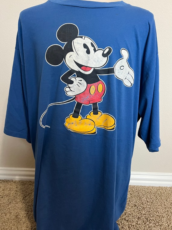 Vintage 80's Mickey Mouse Blue T Shirt Size 4XL - image 2