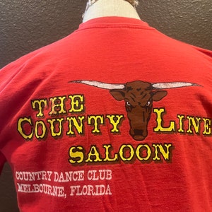 Vintage 90&#39;s Country Line Saloon Melbourne, Florida Red T Shirt Size L
