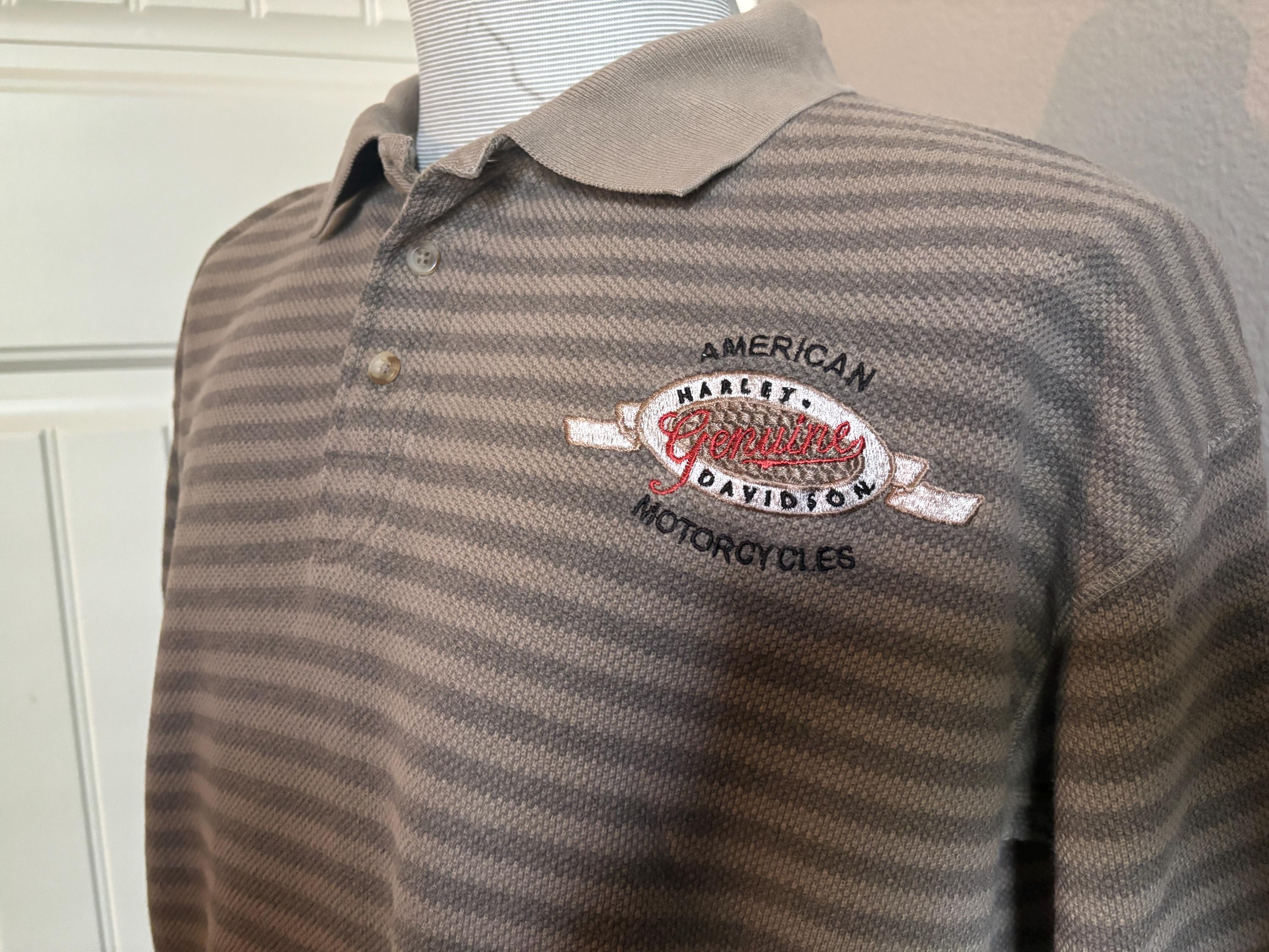 トップス HARLEY DAVIDSON 90s Over Polo Shirt Vintage 90's Harley Davidson Motorcycle Stripped Button