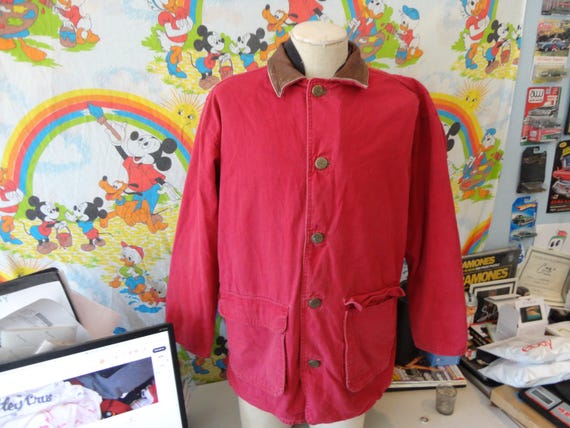 Vintage 90's Marlboro Red Chore Coat Jacket W/ Reversible Zip Vest