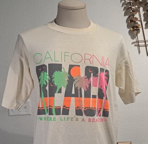 Vintage 90s California Beach white T-shirt size L - image 1