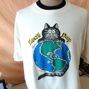 Vintage 90's B Kliban Earth Day Hawaii Kilban Cat T Shirt Size 2XL