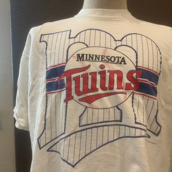 Vintage 80's Minnesota Twins Baseball White Crop Top T Shirt Size XL