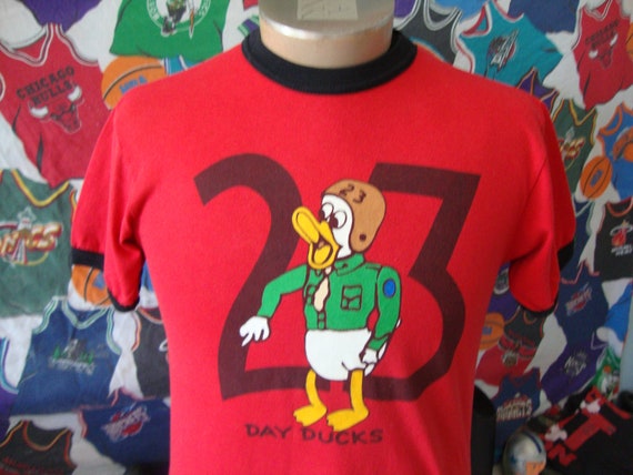 Vintage 90s Day Ducks Cute Duck Red and Black Rin… - image 1