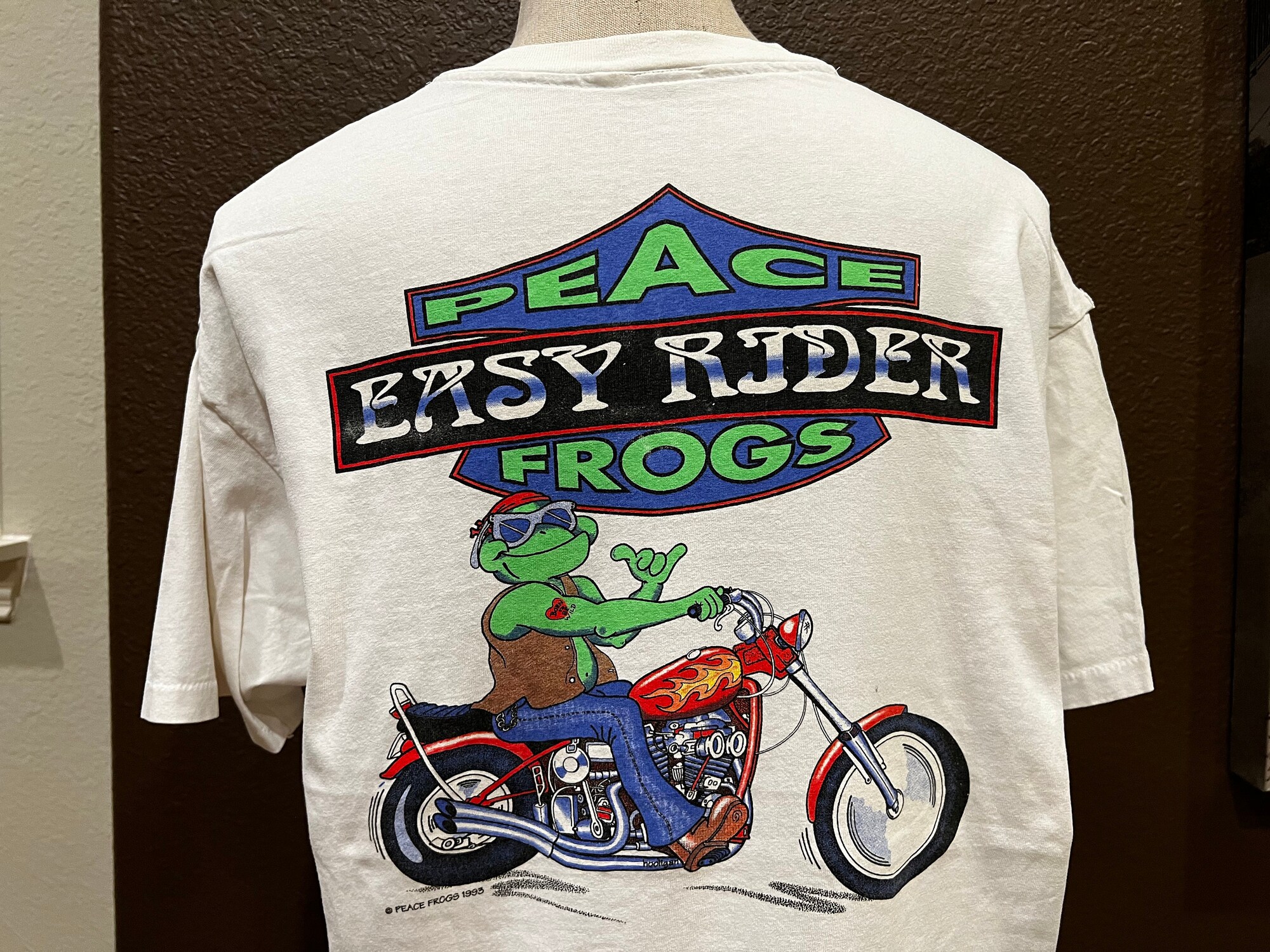 Discover Vintage 90's Peace Frogs Easy Rider Motorcycle T Shirt