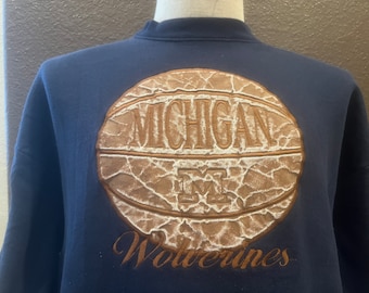 Vintage 90's Michigan Wolverines Blue Crewneck Sweatshirt Size XL