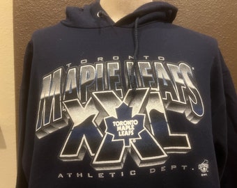 Vintage 90's Toronto Maple Leafs NHL Hockey Hoodie Sweatshirt Size XL