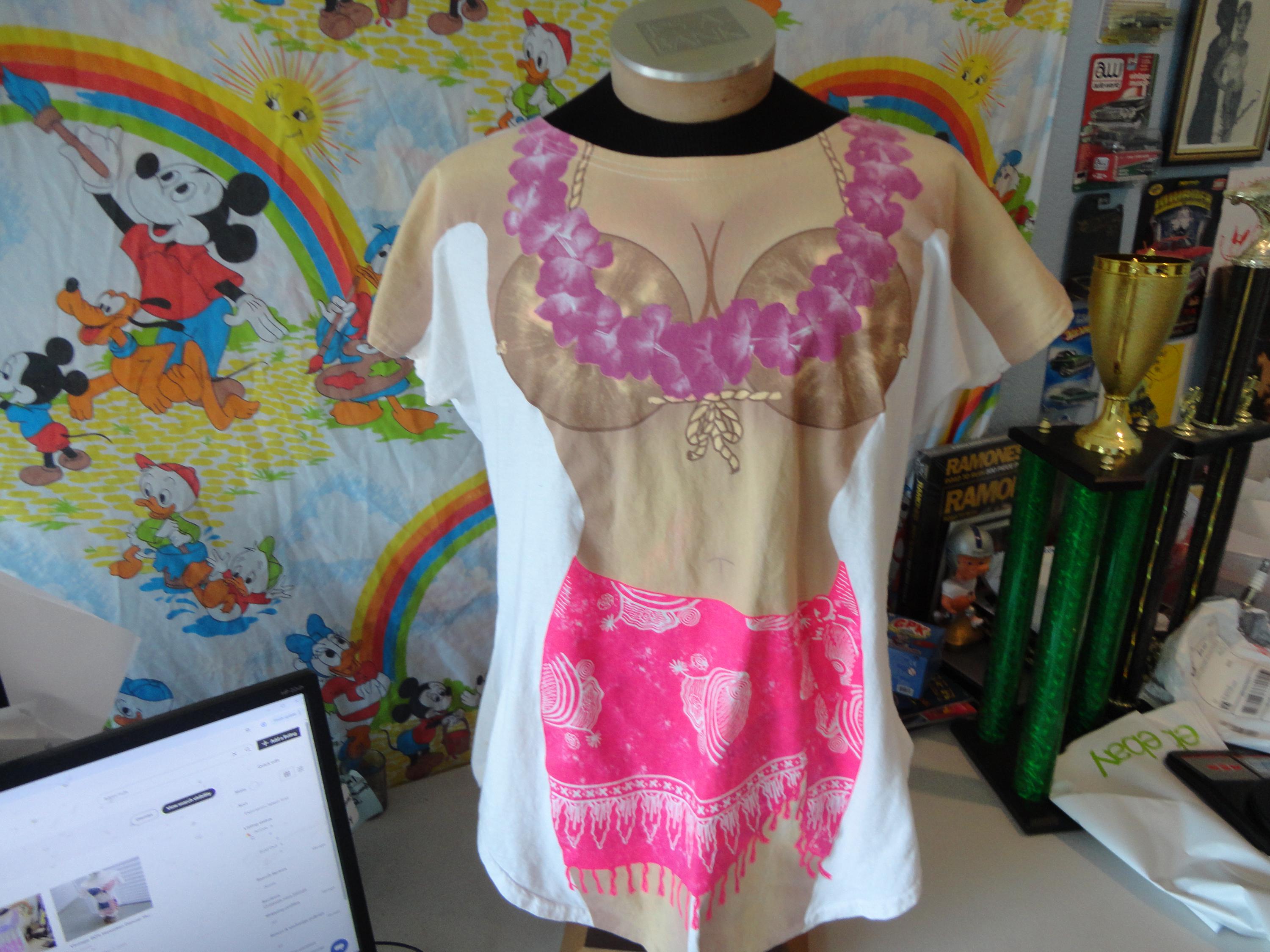 Vintage 90er Hawaii Tänzerin Hula Girl Bikini Cover Up beach AOP Hawaii T Shirt Größe XL