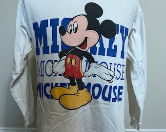 Vintage Mickey Mouse T Shirt Manica Lunga anni '90 Taglia L