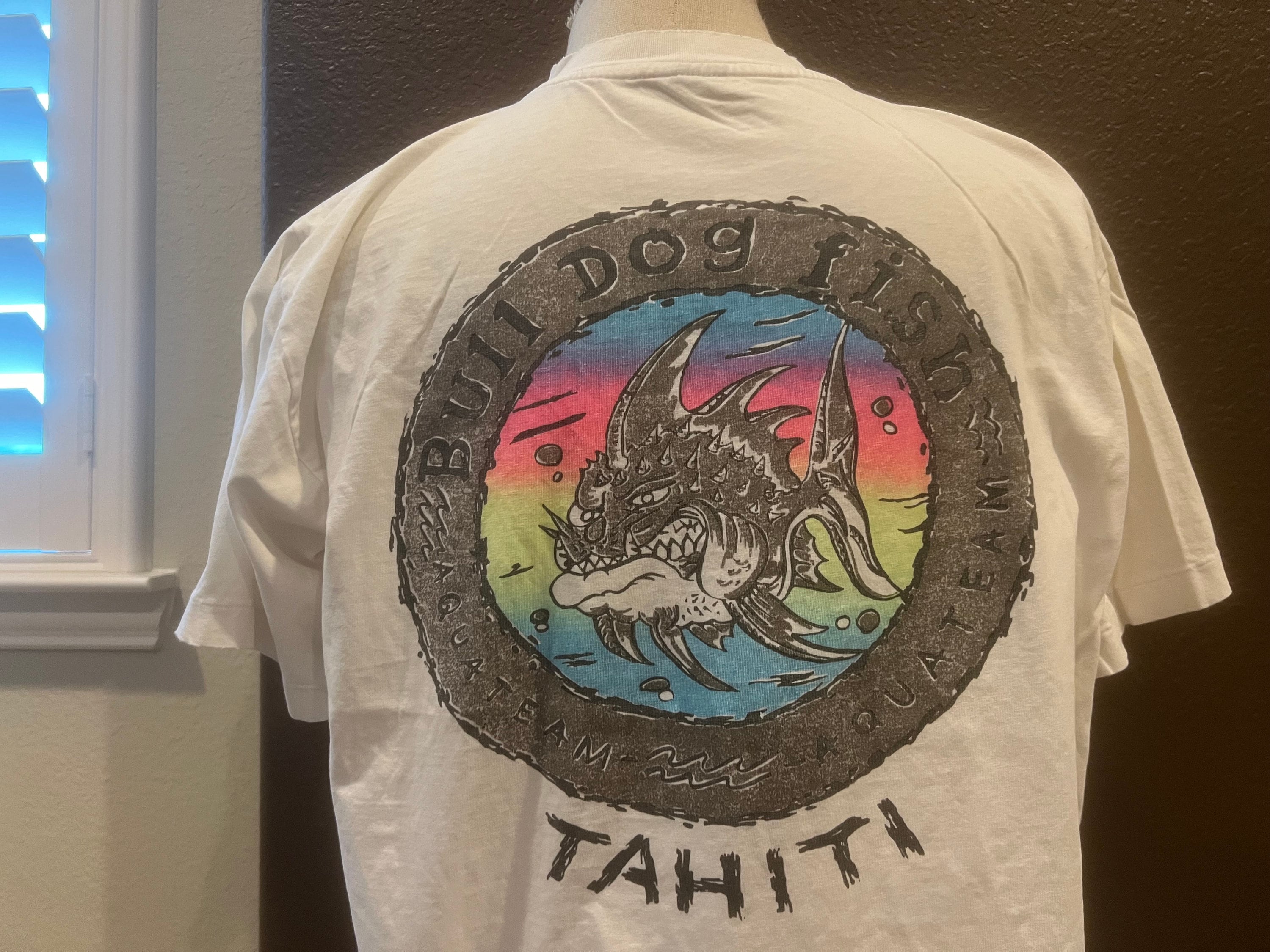 Vintage 90's Bull Dog Fish Tahiti White T Shirt Size XL - Etsy