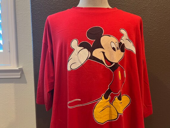 Vintage 90s Mickey Mouse T Shirt, Red Tee Shirt, Delta Pro Weight M