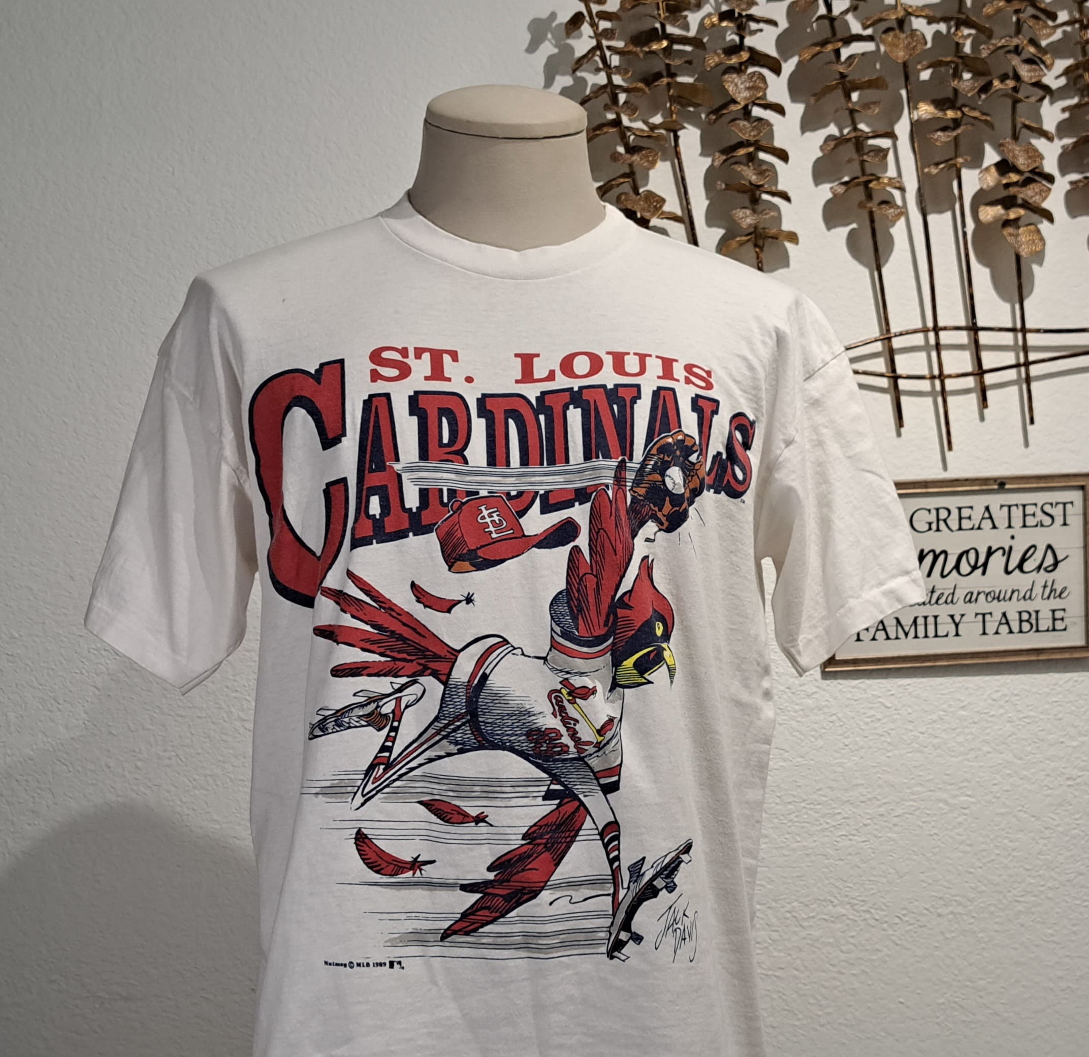 Vintage 90's ST Louis Cardinals Jack Davis Baseball White 