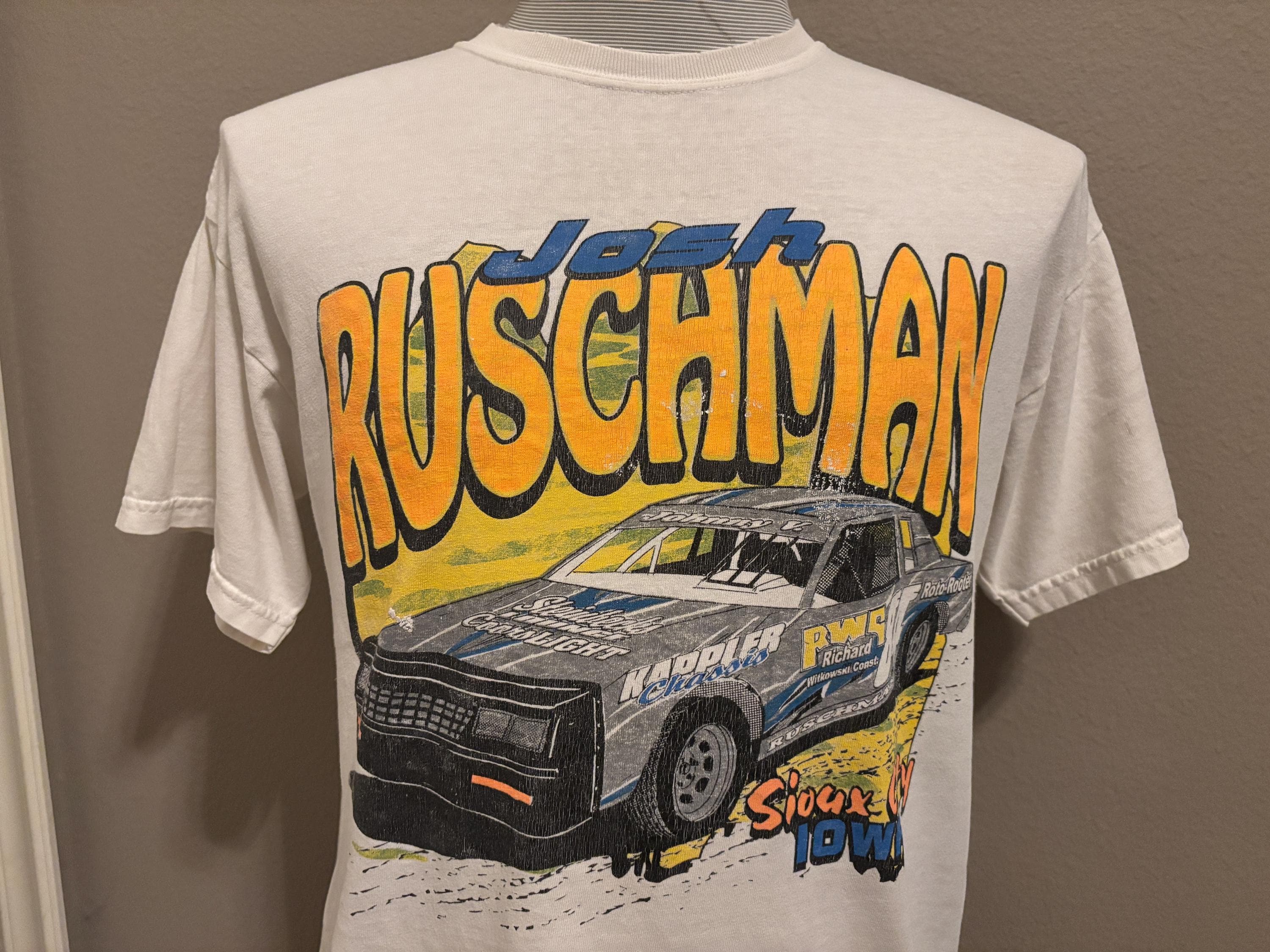 Vintage 90's Josh Ruschman Sioux City Iowa Racecar Driver T-shirt