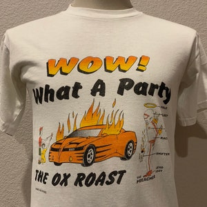Vintage 90&#39;s The Ox Roast Wow! What a Party White T Shirt Size M