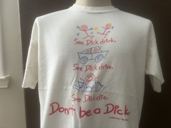 Vintage 80's Don't Be a Dick Cartoon White T Shirt Size L - Etsy