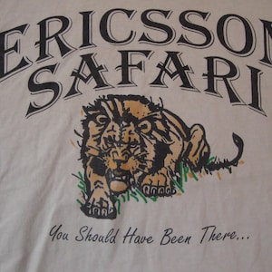 Vintage 90&#39;s Ericsson Safari You Should Have Been There Souvenir Beige T Shirt Size XL
