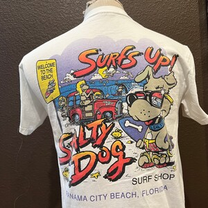 Vintage 90 s Salty Dog Surf Shop Panama City FL White T Shirt