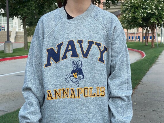 Vintage 80s Navy Annapolis Midshipmen Rayon Tri Blend Gray - Etsy