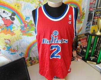 Vintage 90s Champion Washington Bullets Chris Webber Jersey Red
