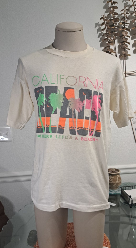 Vintage 90s California Beach white T-shirt size L - image 2