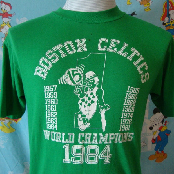 Vintage 80's Boston Celtics 1984 NBA Finals Champions Green T Shirt M