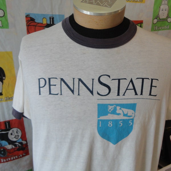 Vintage 80's Penn State Nittany Lions Soft Thin Ringer T Shirt XL