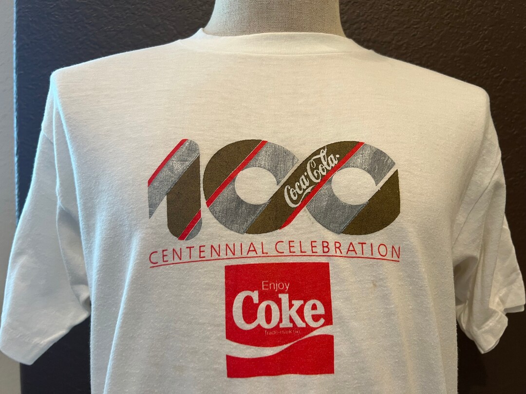 Vintage 80's Coca-cola Centennial Celebration Coke White T Shirt