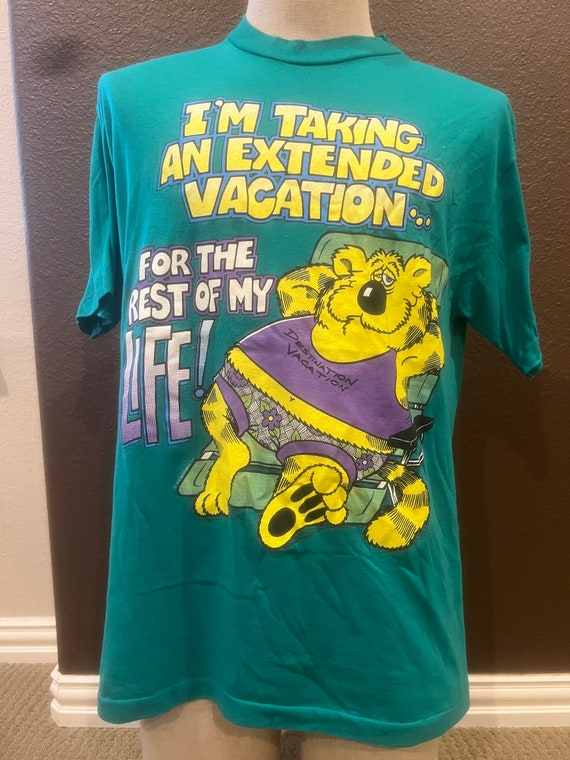 Vintage 80's Extended Vacation for Life Green T S… - image 2