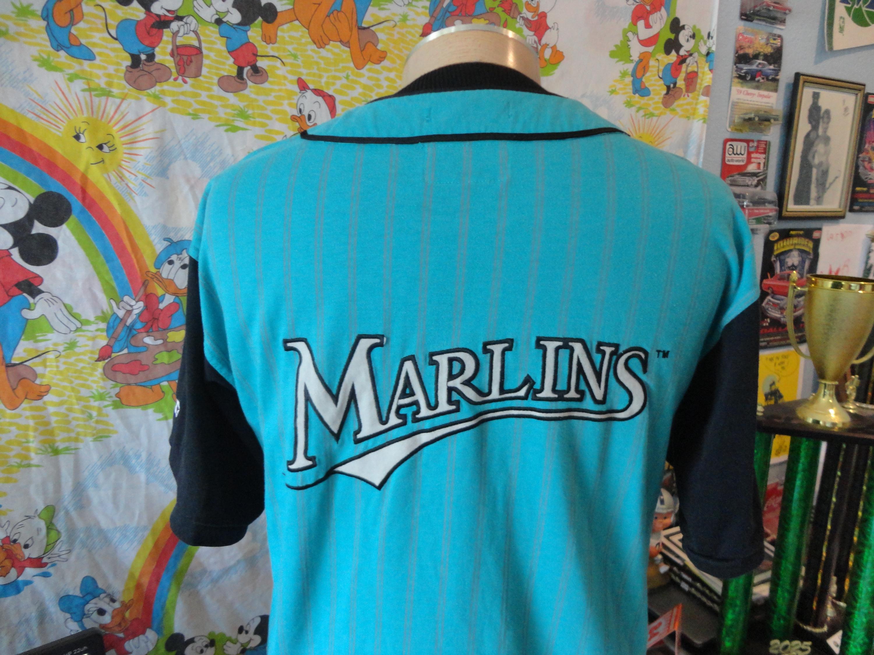Vintage 90's Florida Marlins Starter MLB Baseball Blue Jersey Size