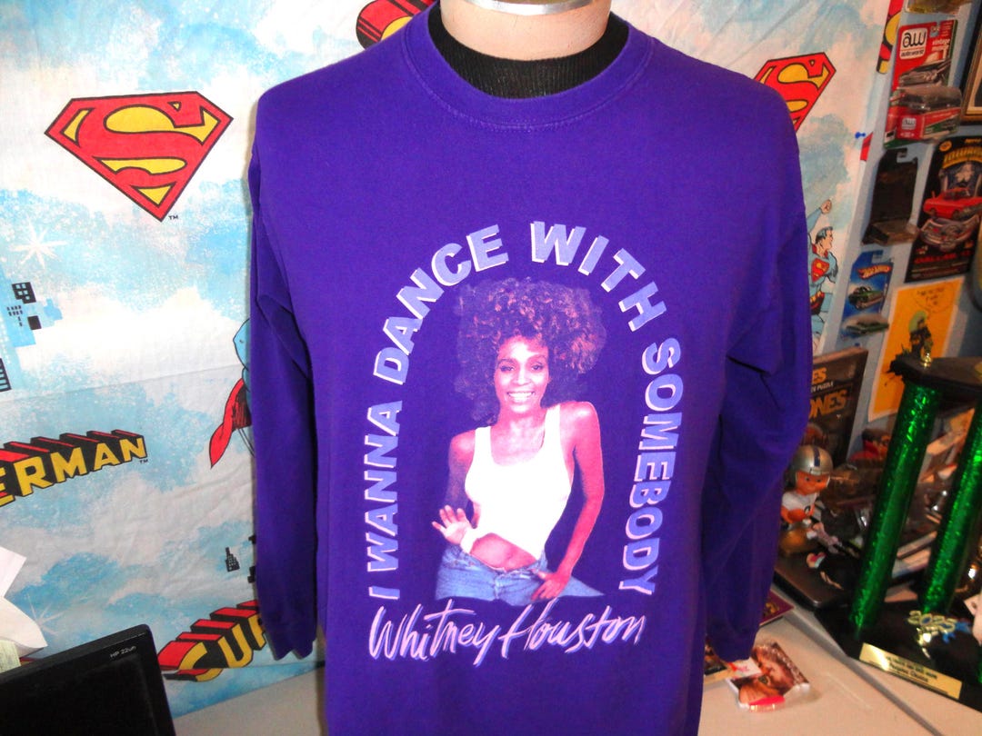 Whitney Houston I Wanna Dance With Somebody Long Sleeve Retro T Shirt 