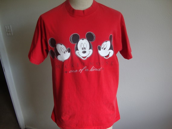 Vintage 90's Walt Disney Mickey Mouse Faces Red T Shirt Size XL - Etsy