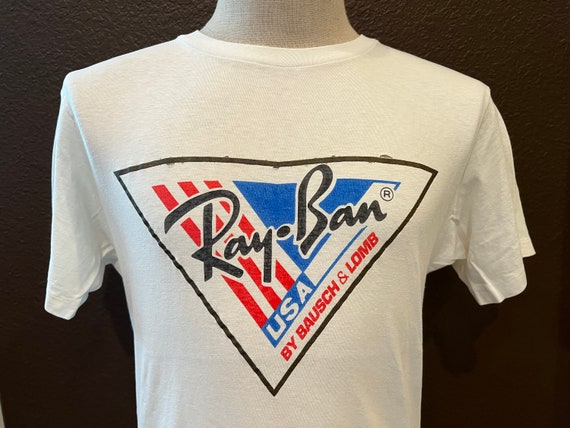 Vintage 80's Ray Ban Sunglasses Logo White T Shirt Size L - Etsy Finland