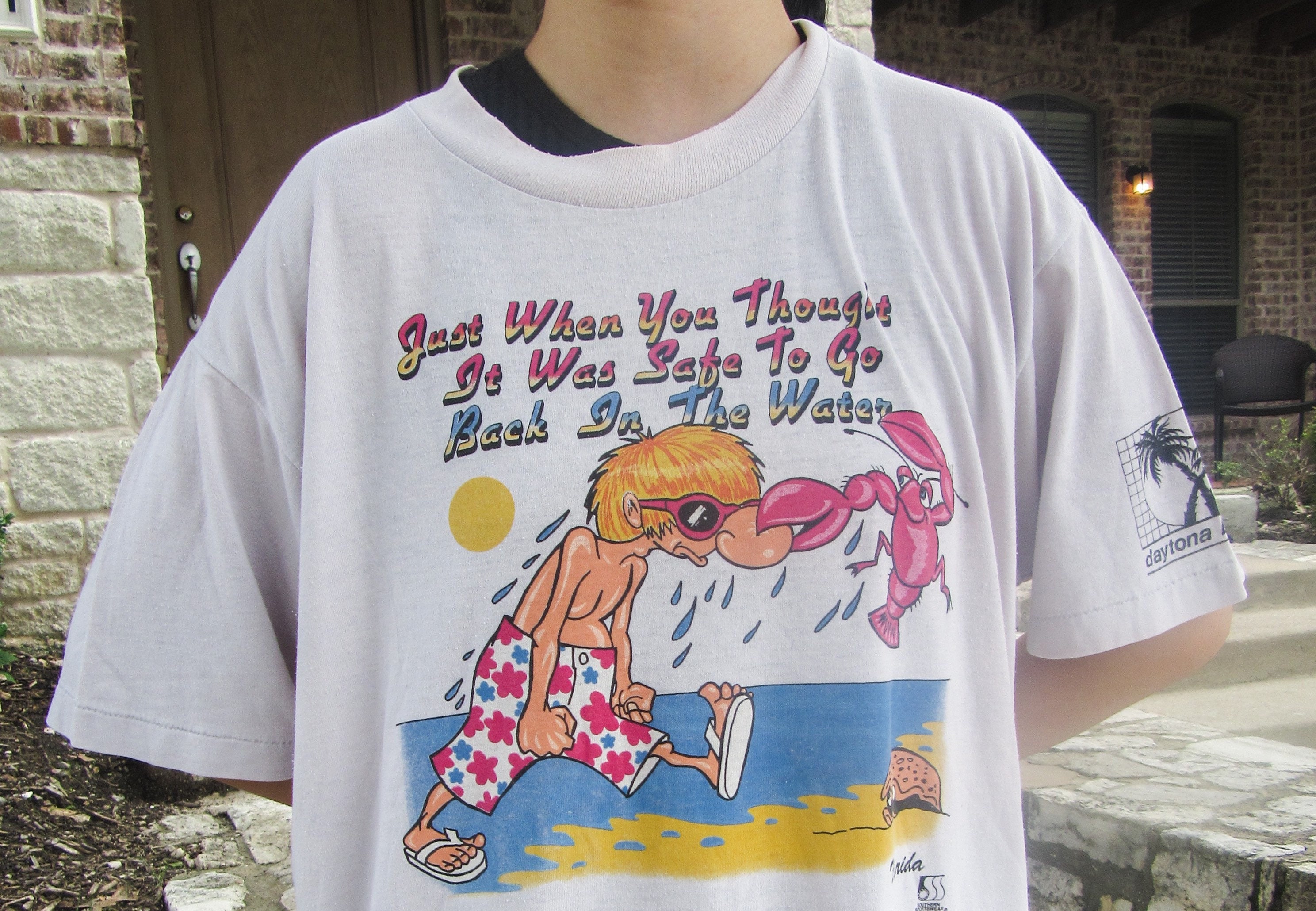 Vintage 80's Florida Daytona Beach Crab Lobster Tourist T Shirt