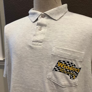 Polo Vintage 90's Winders Racing 8 Gris Talla L