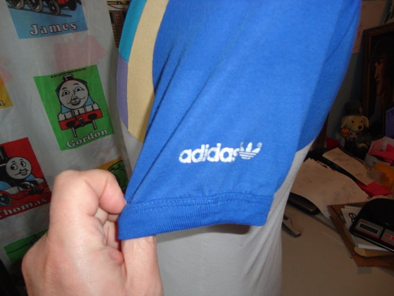 Vintage 80's Adidas Color Block T Shirt Size S - image 3