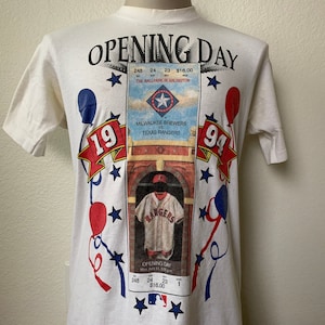 Vintage 90&#39;s Texas Rangers Arlington Ballpark Opening Day 1994 Baseball White T Shirt Size M