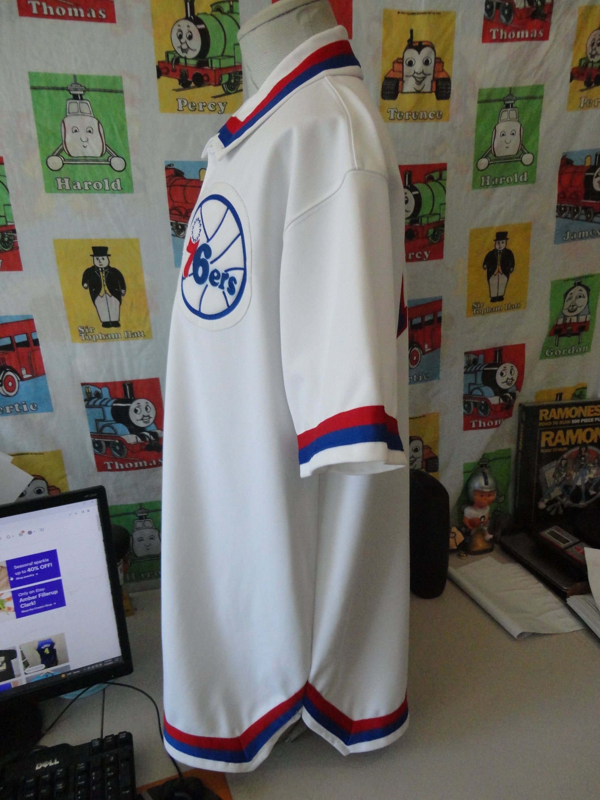 Philadelphia 76ers Sixers White NBA Throwback Warm up Philadelphia 76ers Sixers White NBA Throwback Warm up