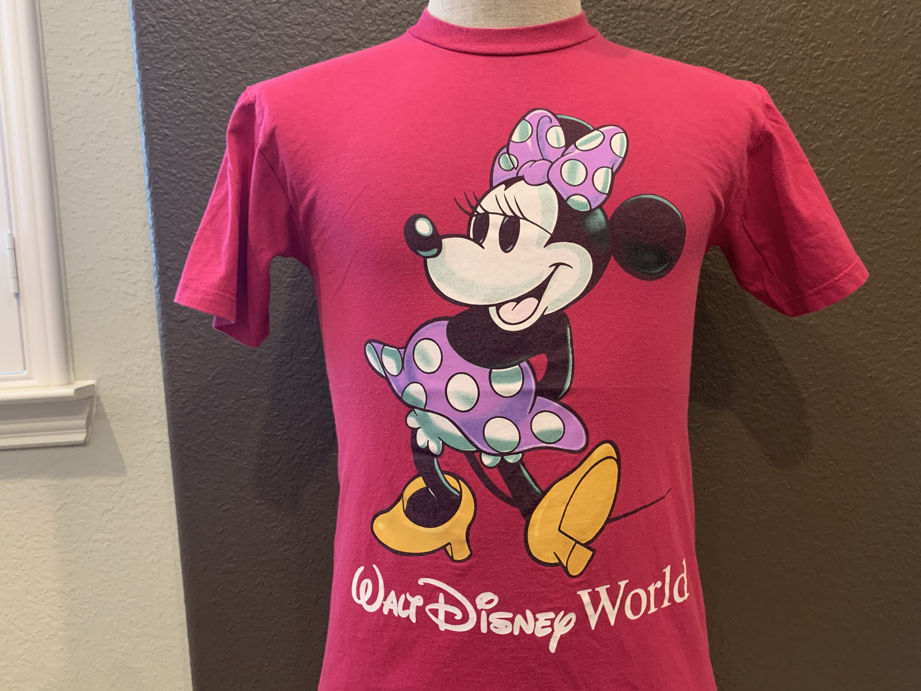 Minnie 90's Vintage Mouse Minnie World Disney Walt 90s トップス Mouse Etsy - S Size Shirt T Pink World Disney Walt トップス